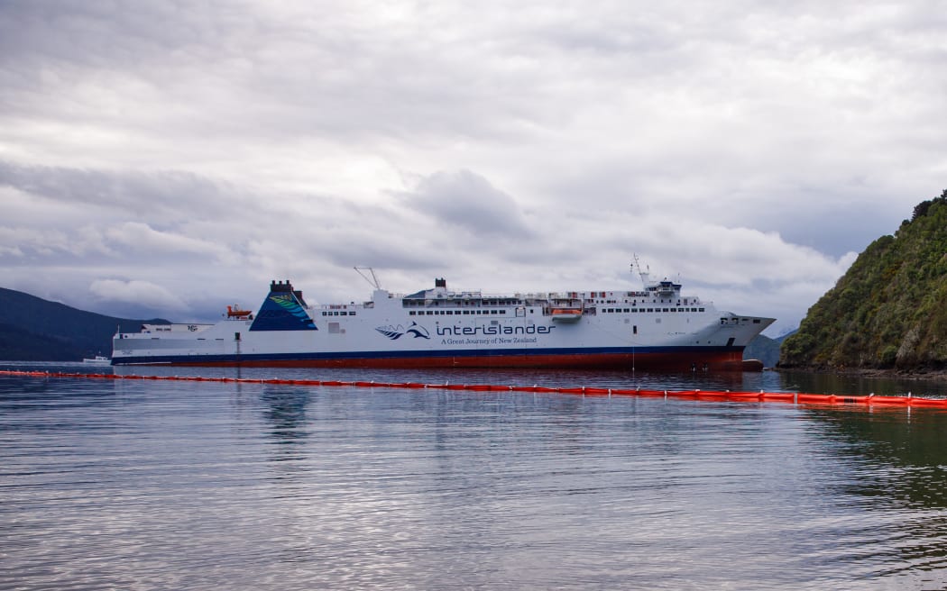 The Aratere aground in the Marlborough Sounds
