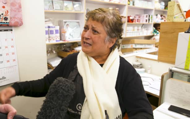 Shop owner Shobhana Ranchhodji is facing severe disruption from the City Rail Link works on Albert St.