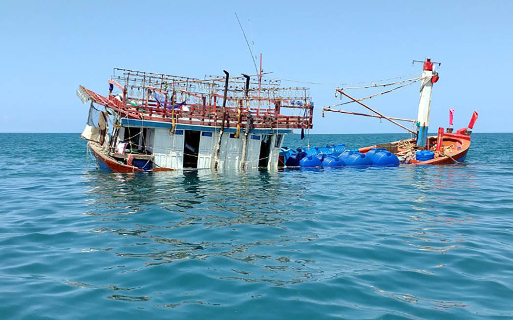 The abandoned fishing boat in the Daintree near Cape Kimberley in Queensland.