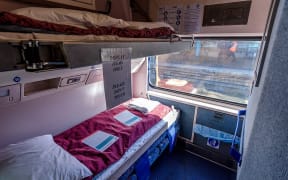Melbourne to Sydney sleeper train cabin.