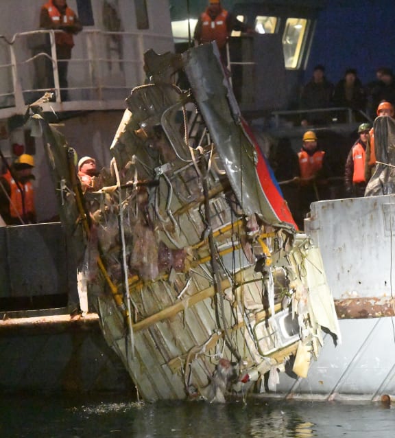 A piece of the crashed Tu-154 airliner that came down off the Russian Coast, killing 92 people