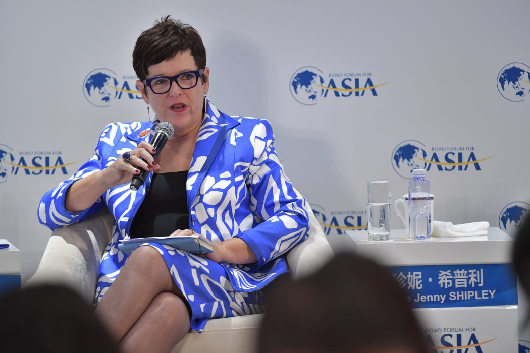 Dame Jenny Shipley, former Prime Minister of New Zealand, attends the "Time for Fiscal Policy, Again?" sub-forum during the Boao Forum for Asia Annual Conference 2017 in Boao, south China's Hainan province, 24 March 2017.