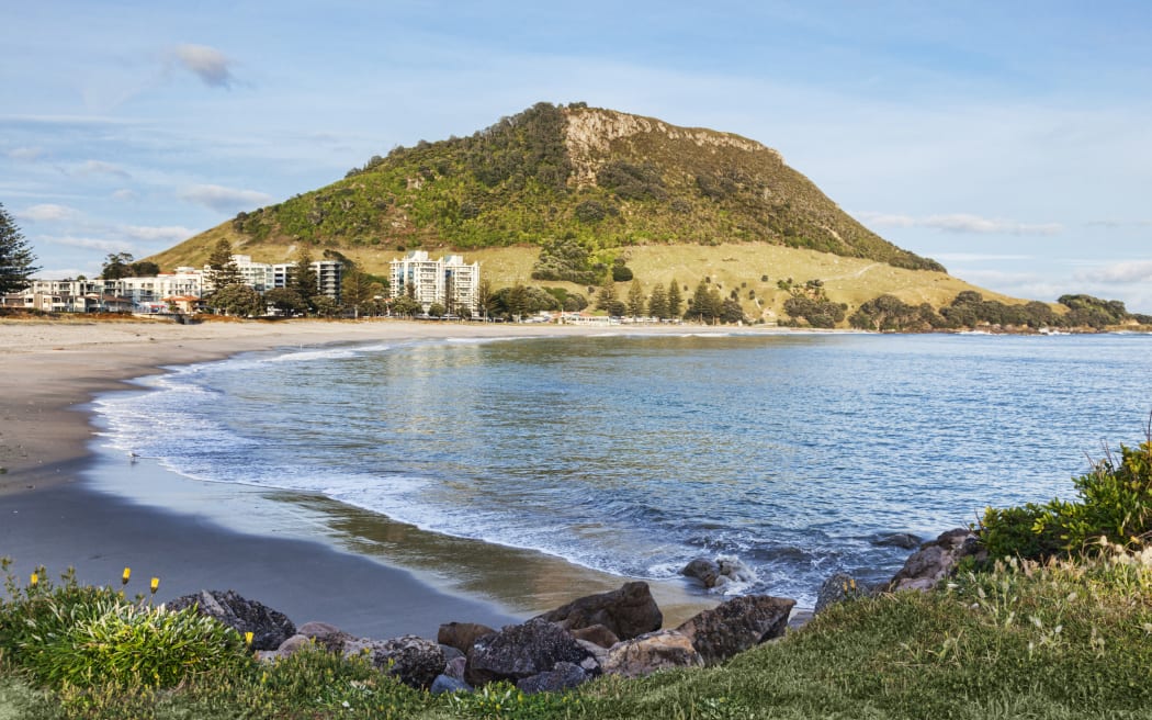 Mount Maunganui, Bay of Plenty, New Zealand. Focus on foreground.