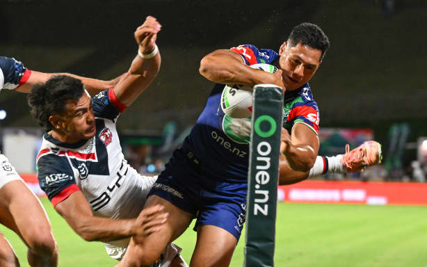 Roger Tuivasa-Sheck of the Warriors, NZ Warriors v Sydney Roosters, round 1 NRL Telstra Premiership rugby league match at Go Media Stadium.