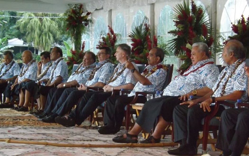 Leaders at the opening of the Pacific Islands Forum in Samoa.