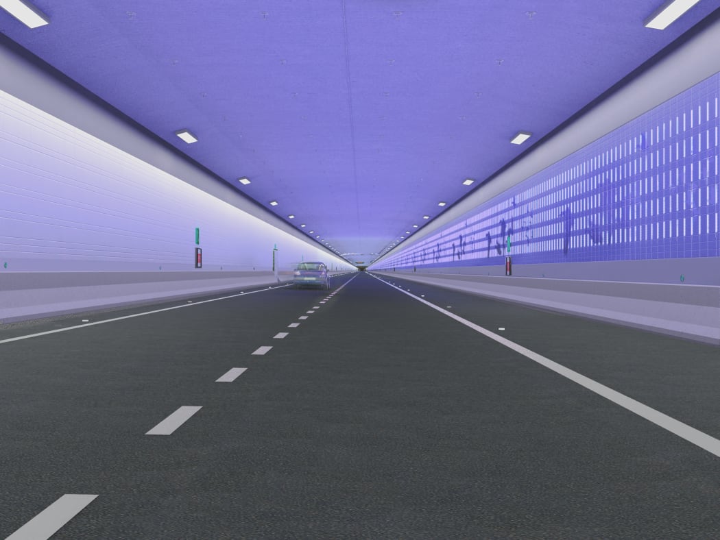 Motorists will pass through a total of 22 coloured zones inside the tunnel.