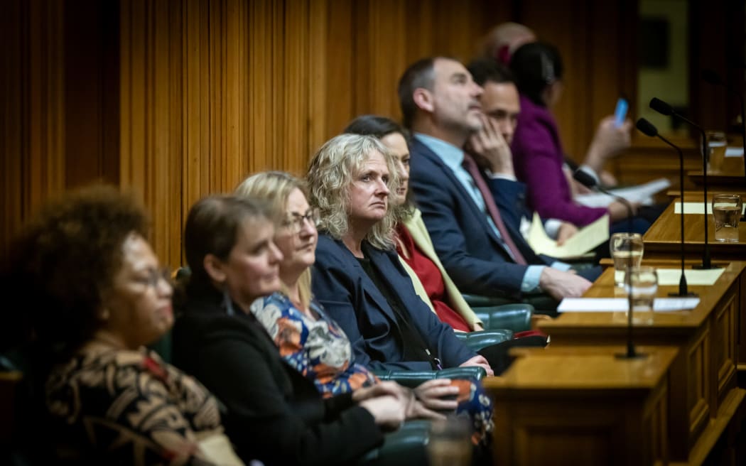 Dr Liz Craig and other back bench Labour MPs watch Question Time in Parliament's Debating Chamber.
