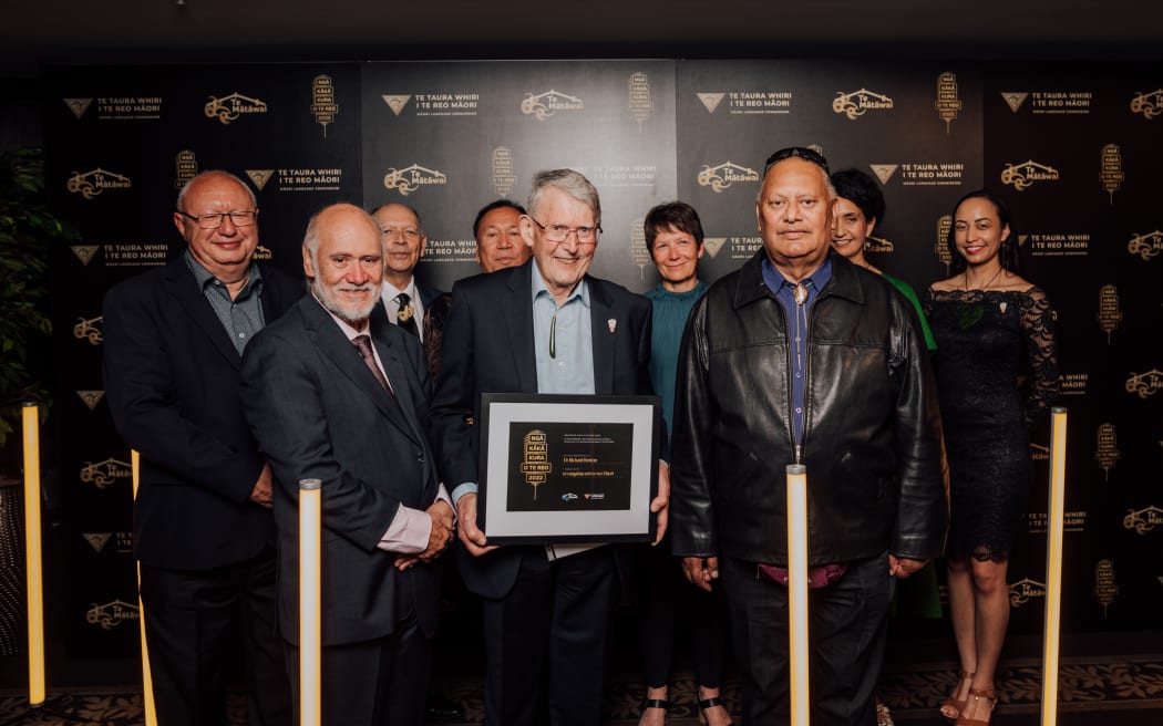 Dr Richard Benton at the Te Reo awards ceremony Ngā Kākā Kura, 9 Dec 2022
