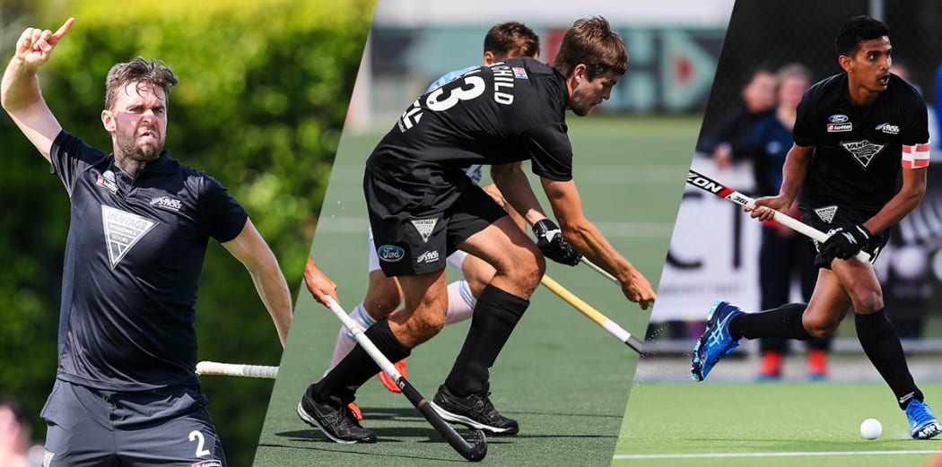 Corry Bennet, (left), Marcus Child (middle)  and Arun Panchia (right) have played 564 tests for New Zealand.