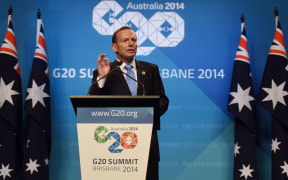 Australia's prime minister Tony Abbott during the final G20 media conference.