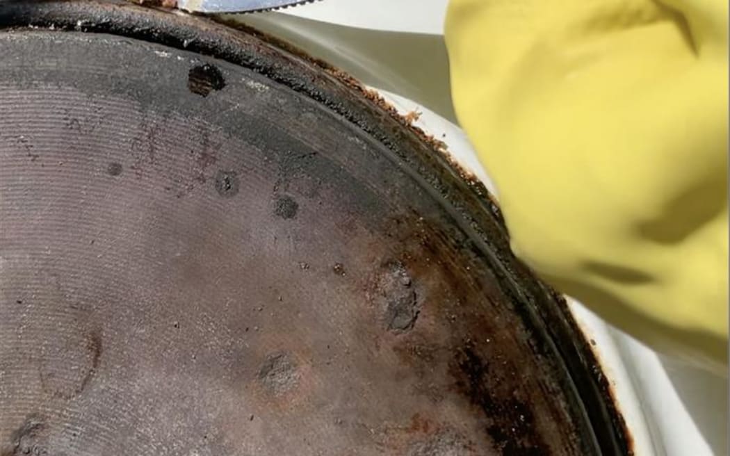 An element was so caked in filth the student had to use a knife to try to clean it.