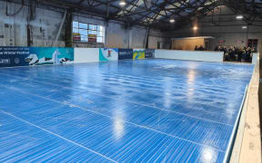 Neil Wilson's ice rink, completed in time for the Alpine Winter Festival in Hanmer Springs.