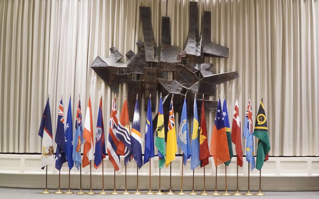 Flags at the Twelfth Pacific Islands Conference of Leaders, East-West Center, Honolulu, 2022