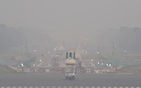 A view of the Rajpath amid smoggy weather ahead of the Hindu festival of Diwali celebrations, in New Delhi on India November 4, 2021.