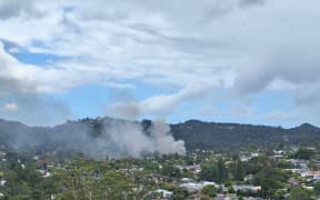 Smoke billowing over West Auckland following a house fire in Glen Eden on 16 February 2024.