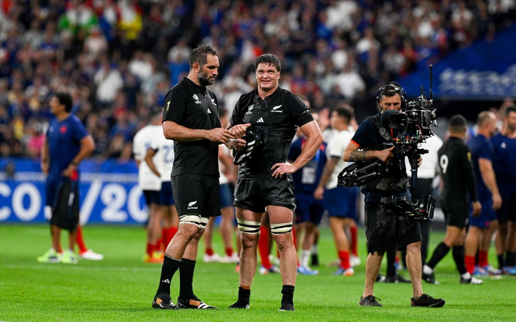 Locks Sam Whitelock and Scott Barrett following the All Blacks opening Rugby World Cup group loss to France in Paris.