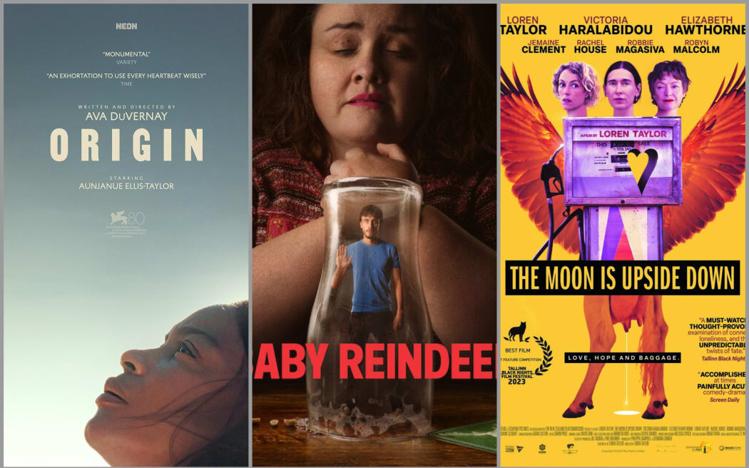 Images of movie posters for Origin, Baby Reindeer, The Moon is Upside Down