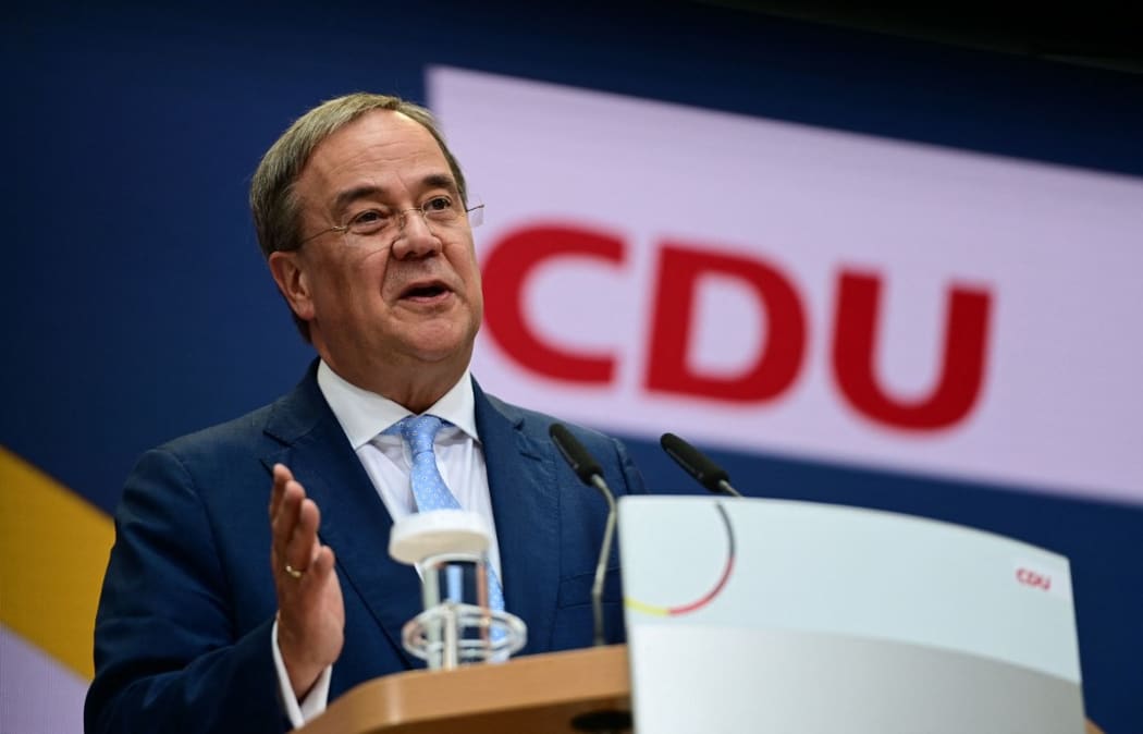The leader of Germany's conservative Christian Democratic Union (CDU) party and candidate for Chancellor Armin Laschet addresses a press conference following a CDU leadership meeting  in Berlin on September 27, 2021,