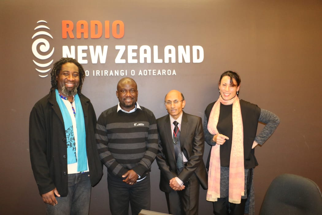 Panel participants (left to right) Moses Ariama, Tayo Agunlejika, Ganesh Nana, RNZ Lynda Chanwai-Earle.