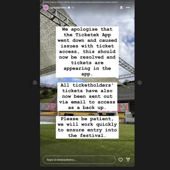 The Laneways Festival apologised on Instagram for ticket issues.