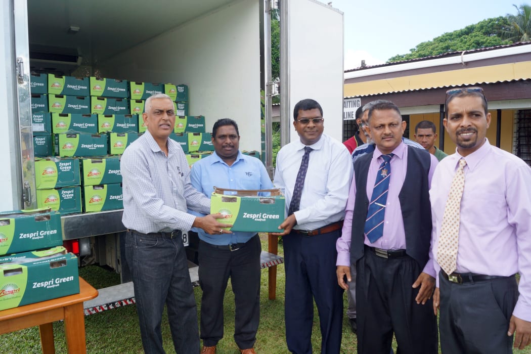 From Left Dharmedra Vijay T&G, Reginal Ram Sami T&G, Minister for Education, Heritage & Arts, Dr Mahendra Reddy, Head Teacher, Salen Maharaj, and Assistant Head Teacher, Nilesh Chand of SSM Primary School.