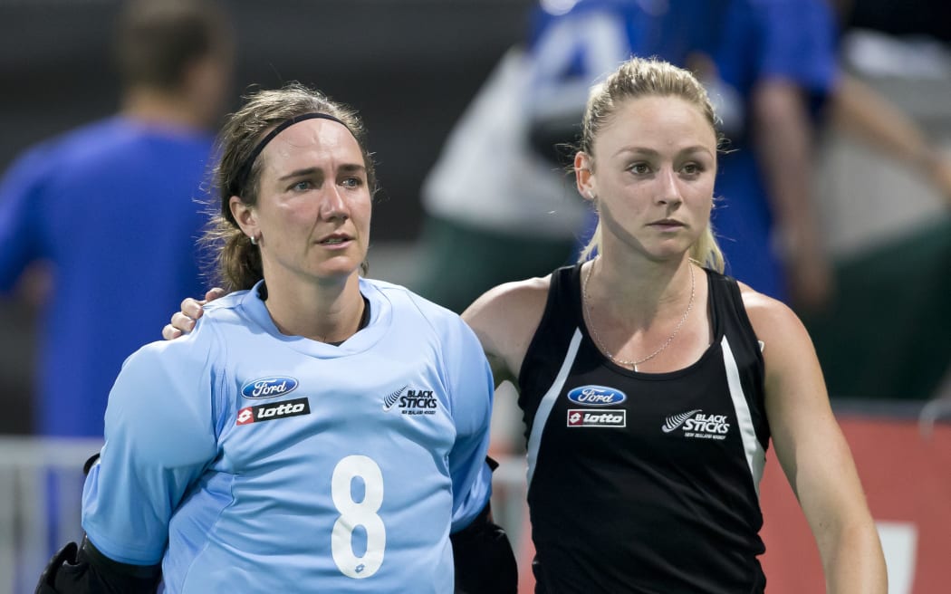 Black Sticks players Sally Rutherford and Anita Punt.