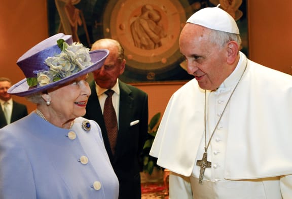 The Queen and Pope Francis at the Vatican.