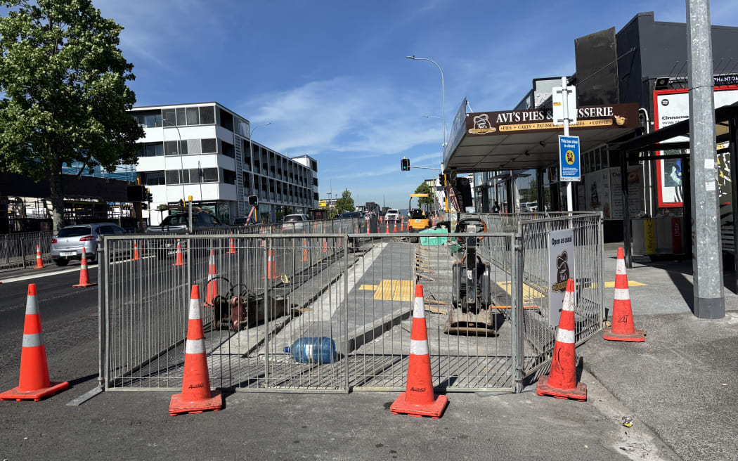 Barriers surround the front of Avi’s Pies and Patisserie which the owner says has severely impacted business.
