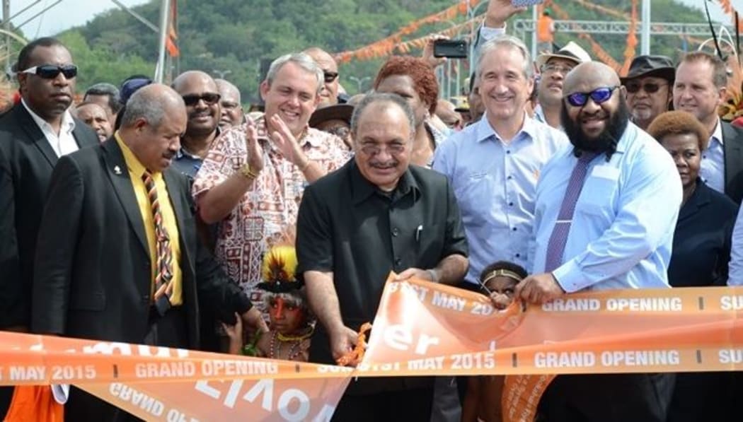 Papua New Guinea Prime Minister Peter O'Neill officially opens the Kumul Flyover in Port Moresby.