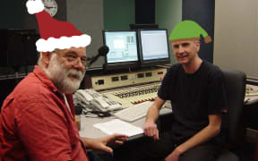 William and his little helper putting the Christmas show together