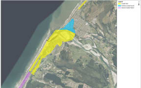A map overlay produced using LIDAR data of the Hokitika coastal hazard zone which has already been included in the proposed Te Tai o Poutini Plan. New LIDAR data has now been received for other coastal West Coast areas which will need to be incorporated in the new combined districts plan for the region.
