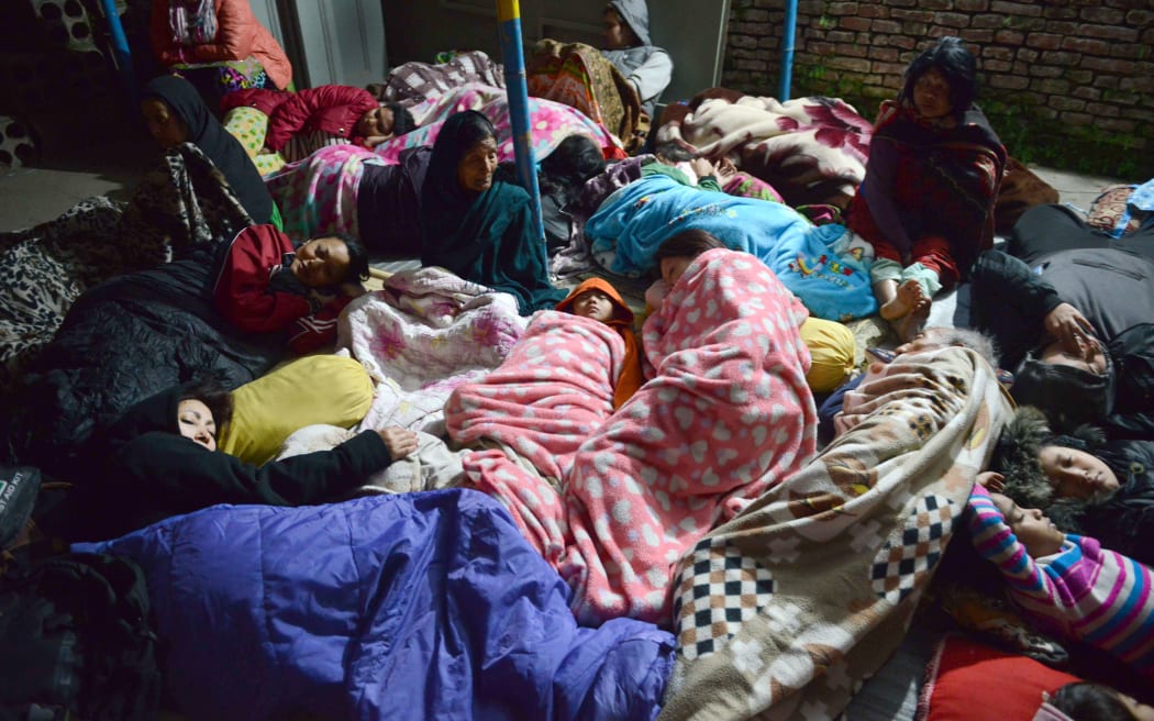 Kathmandu residents sleep in the open. 26 April/