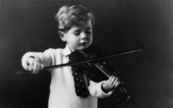 NZ born violinist Alan Loveday, aged 4.
