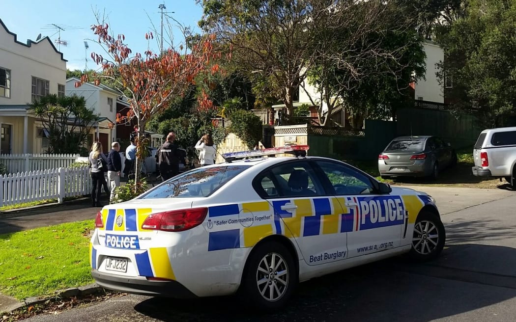 Police at the scene in Freemans Bay. Beresford Street Central