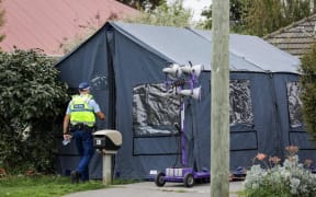 Police investigate a sudden death at a house in Gilberthorpes Road, Hei Hei, Christchurch, 11 April 2023.