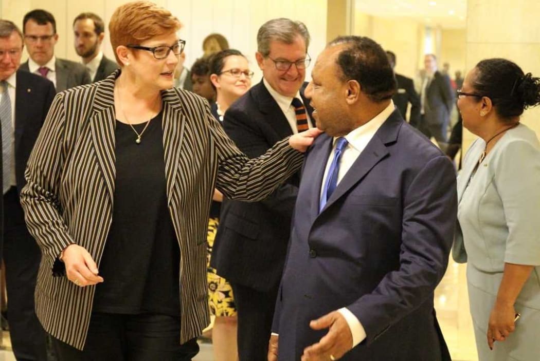 Australia's Foreign Minister Marise Payne meets her PNG counterpart Rimbink Pato in Port Moresby.