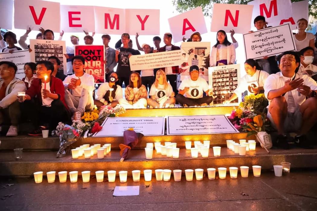 The Aotea Square vigil, held Saturday night.