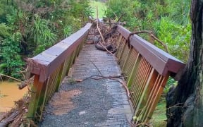 Damage from the severe thunderstorm at Henderson Park, west Auckland.