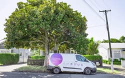 A Chorus van at a house.