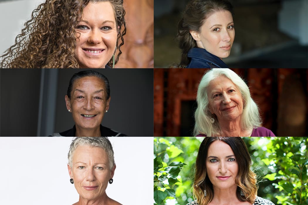 Sacha McMeeking, Lizzie Marvelly (top), Georgina Beyer, Dame Anne Salmond (middle), Kim Hill, Paula Penfold (bottom)