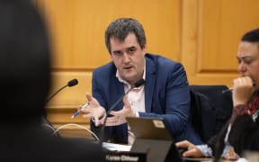 Chris Bishop in Select Committees during the 2023 Estimates Hearings.
