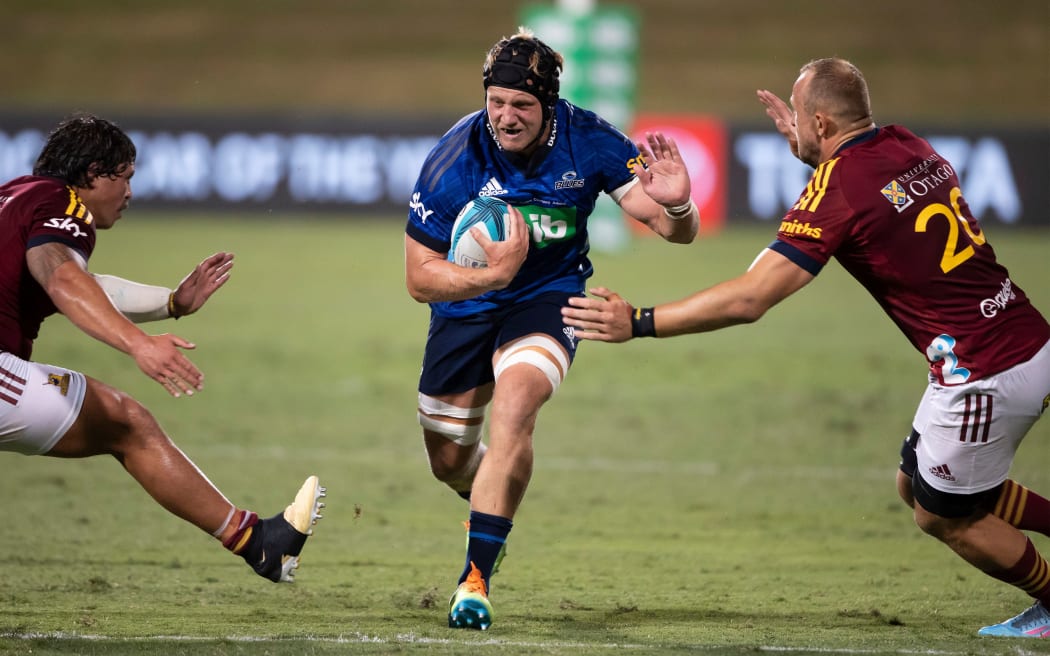 Blues James Tucker during the Super Rugby Pacific rugby match between the Blues and the Highlanders
