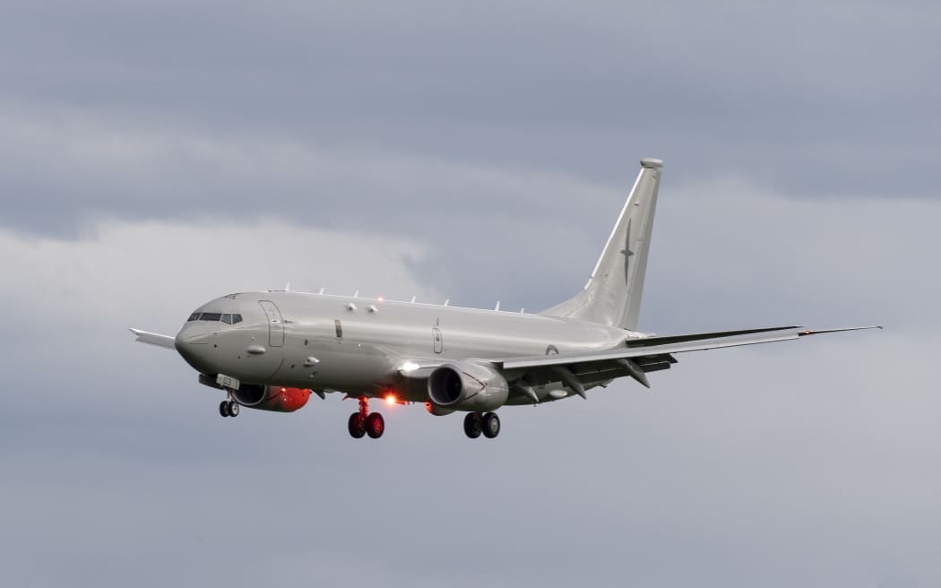 A large plane in the air.