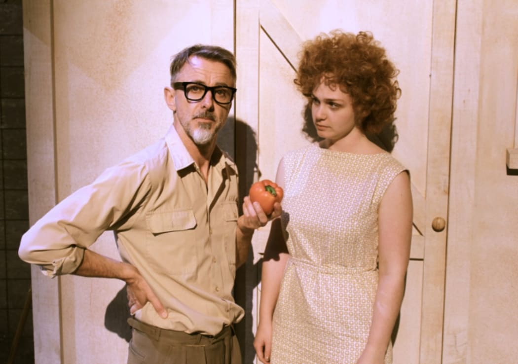 Andrew Laing as Frank Sargeson and Harriet Prebble as Janet Frame in GIFTED at Circa Theatre