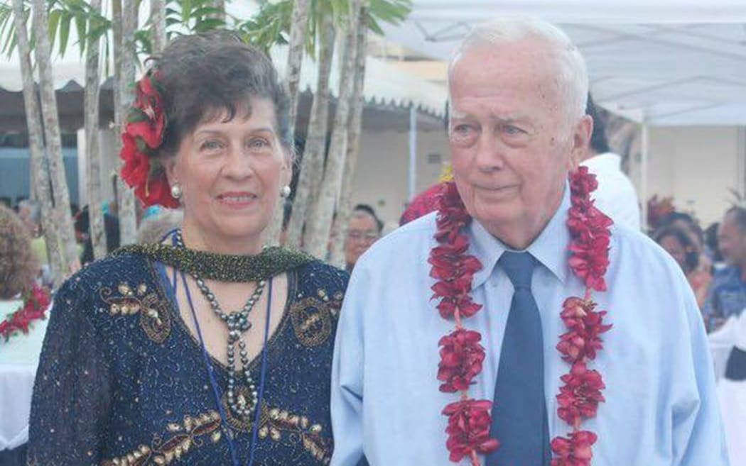 La’auli Alan Grey (R) with his wife Marina (L) at the opening of the Sheraton Aggie Greys in 2016.
