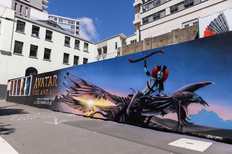 Avatar Fire and Ash mural in Wellington