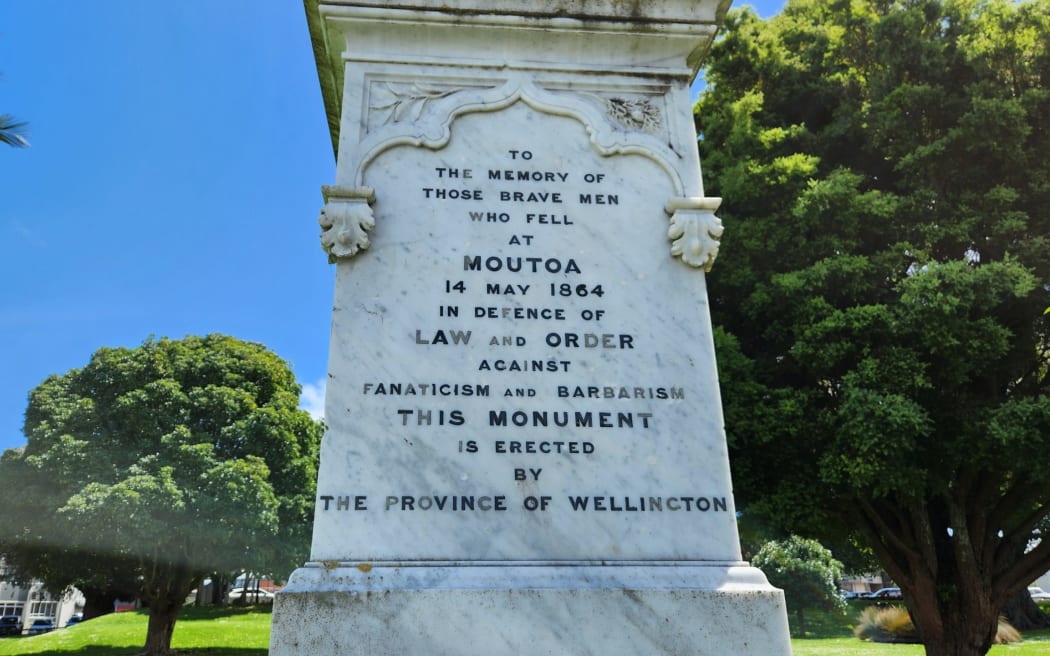 The offending inscription on New Zealand's oldest war memorial.