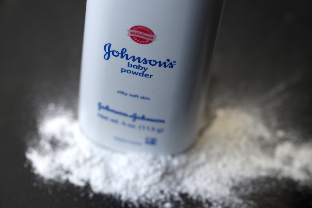 A container of Johnson's baby powder made by Johnson & Johnson.