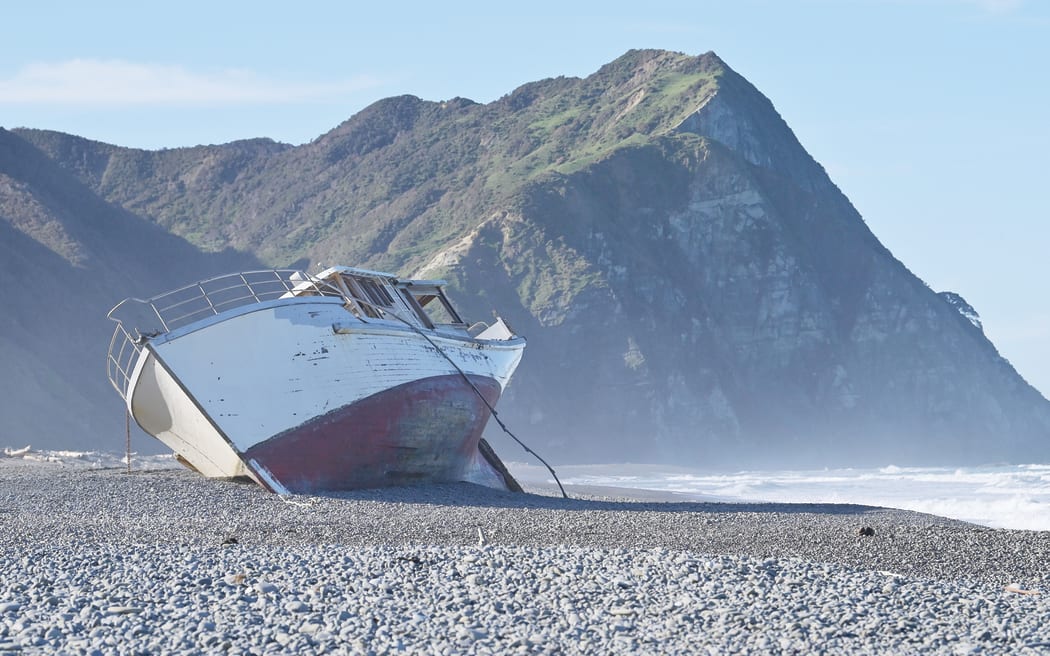 The San Rosa was an ex-fishing trawler that got into difficulty off the coast of Tokomaru Bay in April 2022. It washed up on the beach at Tikitiki six days later, and has remained there ever since.