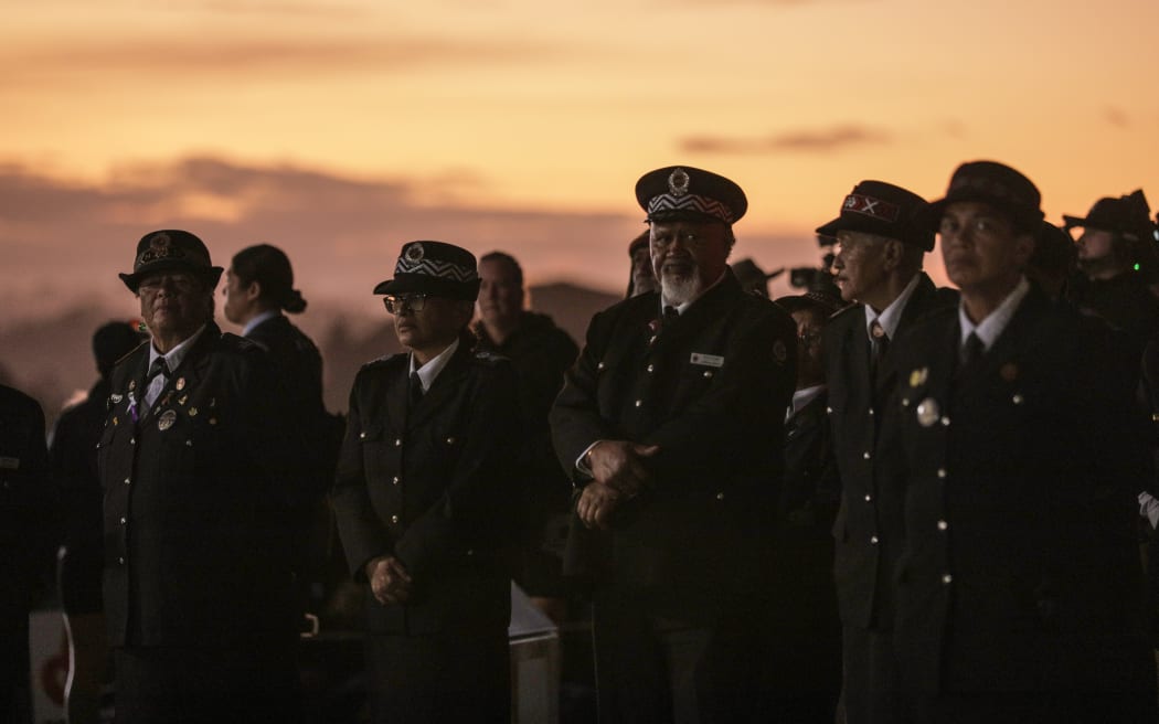 Māori wardens at the dawn service.